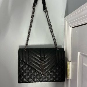 Black with silver chain crossbody bag